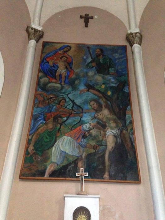 Il dipinto nella chiesa di san Sebastiano restaurato da Piero Simondo