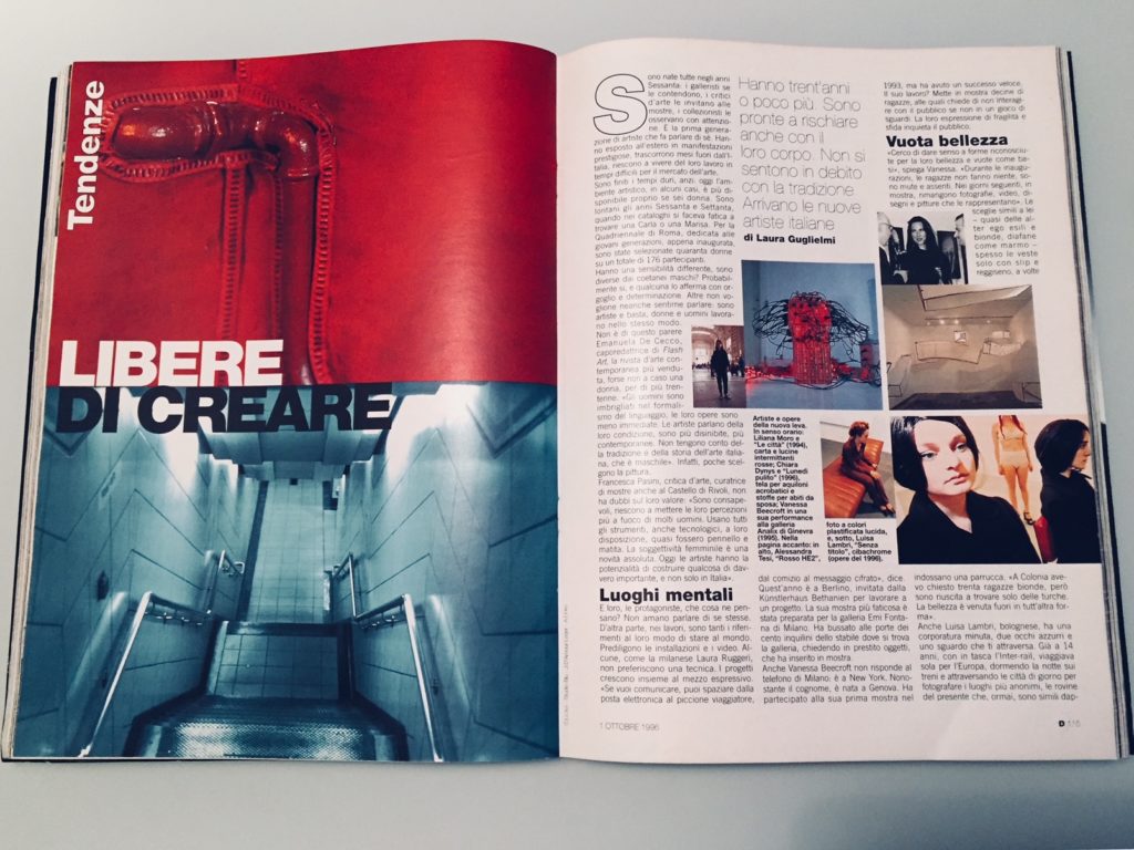 Le nuove artiste libere di creare, da Vanessa Beecroft a Grazia Toderi D di Repubblica, artiste anni Novanta
