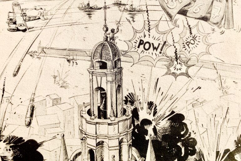 Gino Guglielmi sul campanile di san Siro